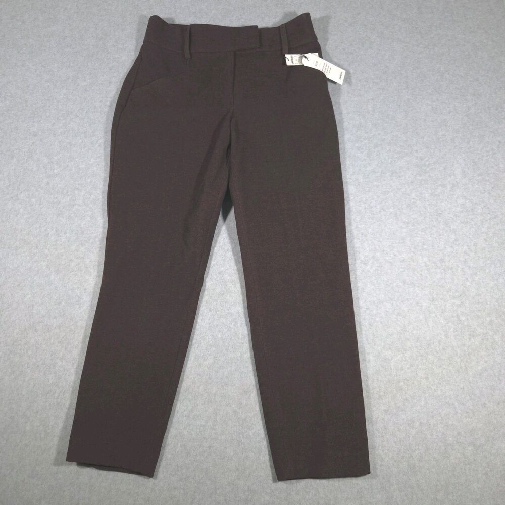 NWT Express Dress Pants Womens 2S 2 Short Burgundy Maroon Heather Ankle Mid Rise